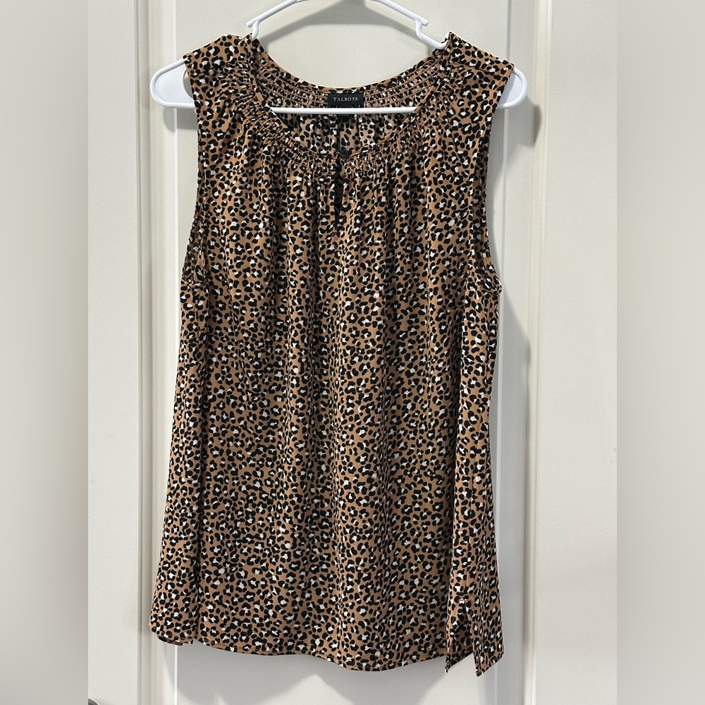 Talbots Leopard Print Sleeveless Top Size Large